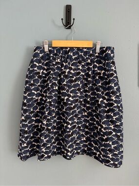 Boden Navy and Cream Floral-Print A-Line Skirt
